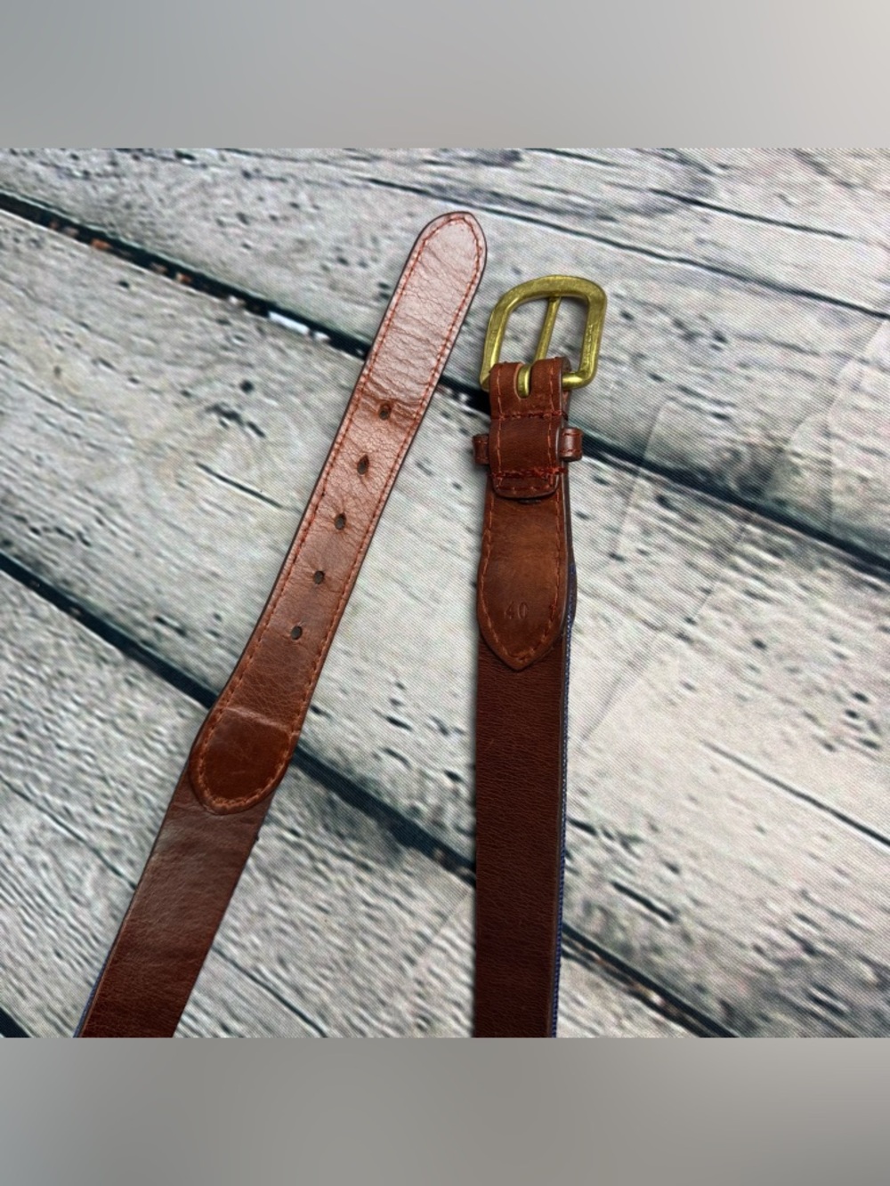 Smathers & Branson Men's Leather Belt American Flag Hand-Stitched Needlepoint 40 - Picture 9 of 12